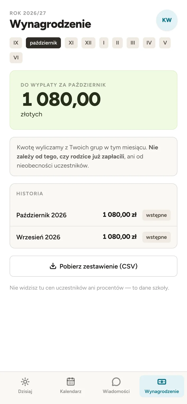 Wynagrodzenie w telefonie: kwota do wypłaty za miesiąc i historia, bez cen i procentów.