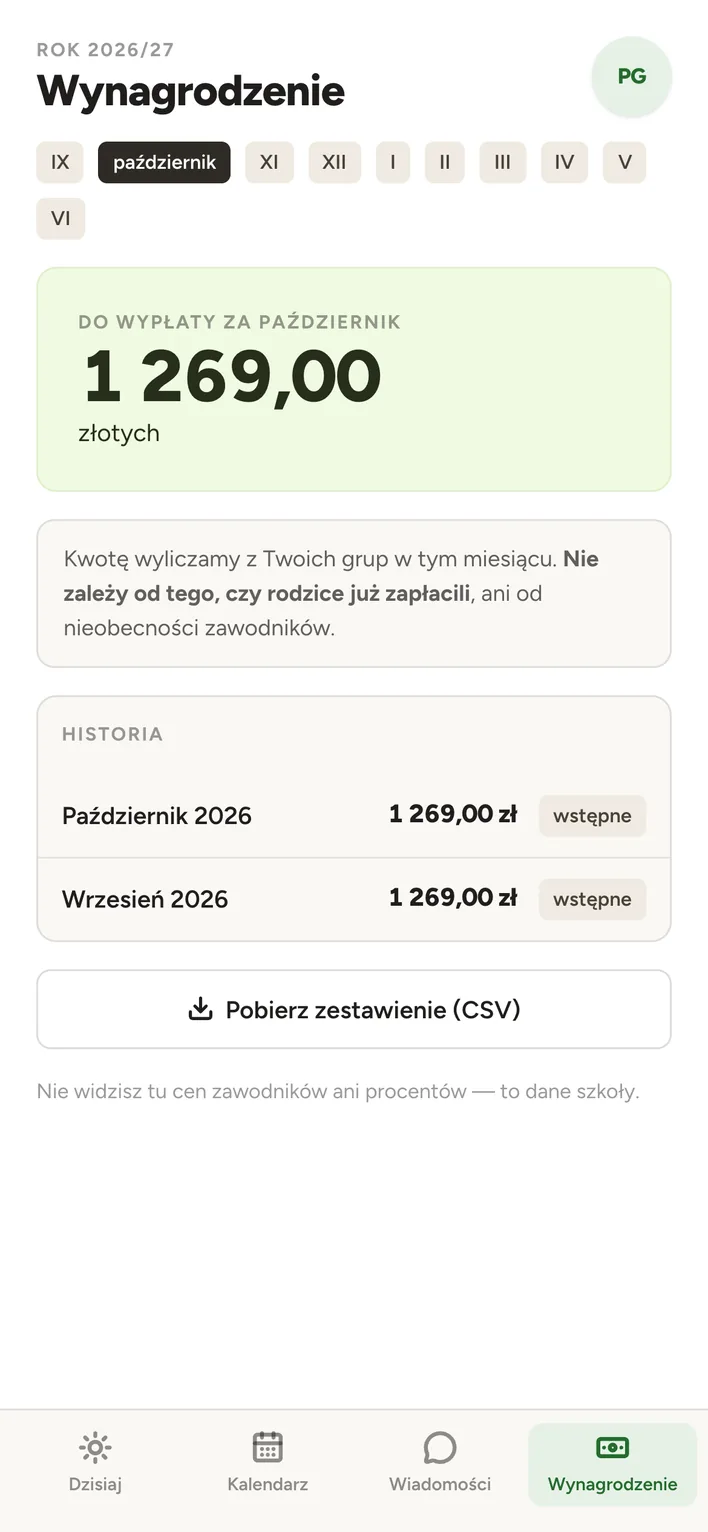 Wynagrodzenie w telefonie: kwota do wypłaty za miesiąc i historia, bez cen i procentów.