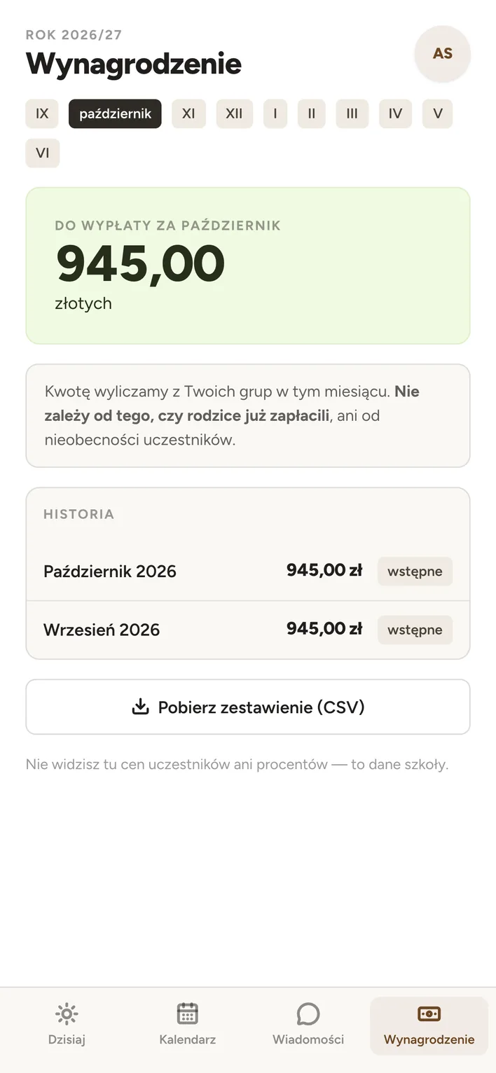Wynagrodzenie w telefonie: kwota do wypłaty za miesiąc i historia, bez cen i procentów.
